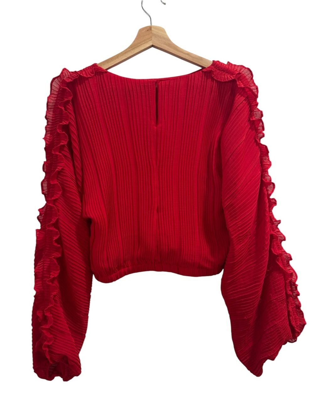 Endless Rose Red Ruffle-Trim Cropped Blouse - Picture 3 of 6